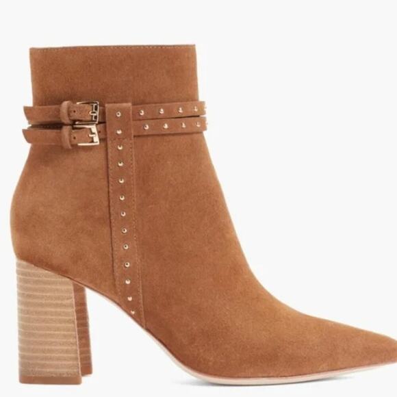 PAIGE Celia Cognac Suede Boot with Stud Detail size 7.5 - Picture 1 of 9